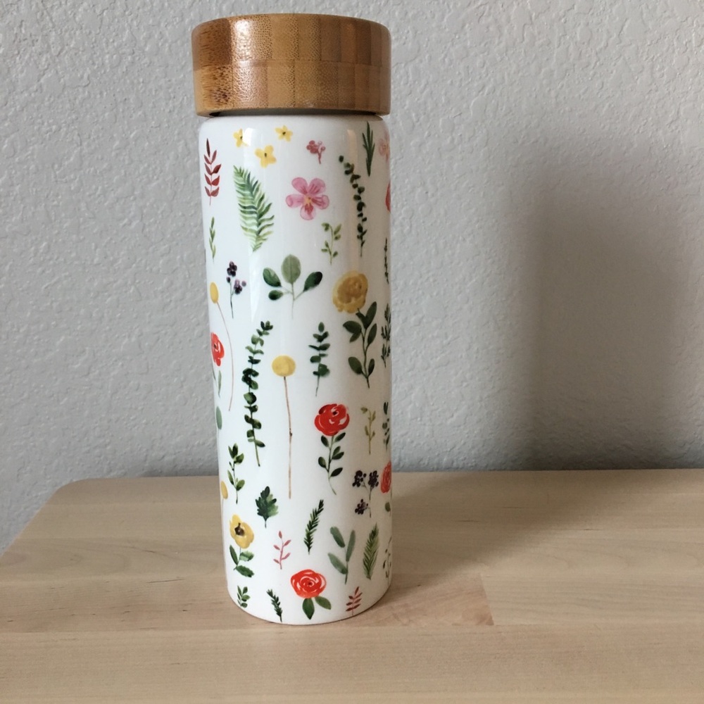 Floral Canister with Bamboo Lid